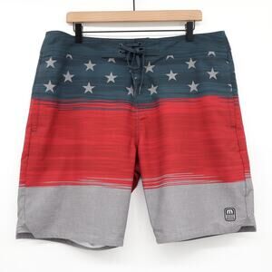 Travis Mathew Starboard Shores 4 Way Stretch Quick Dry Patriotic Boardshort 38